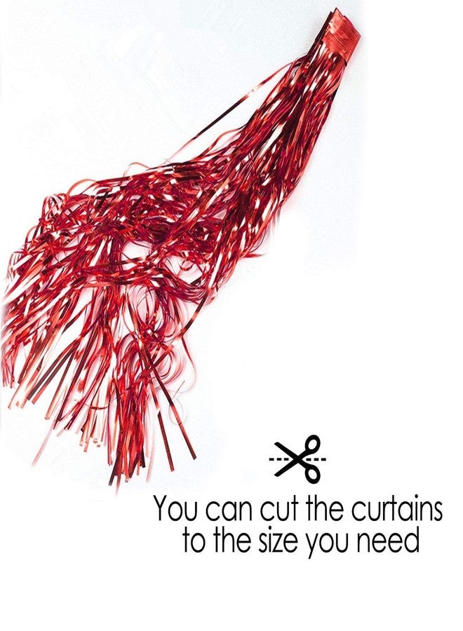 WOLFANO Red Tinsel Curtain, 1 Piece | 6 x 3 ft Long Foil Fringe Curtain | Birthday, Anniversary, Christmas, New Years Party Decoration Supplies - Image 5